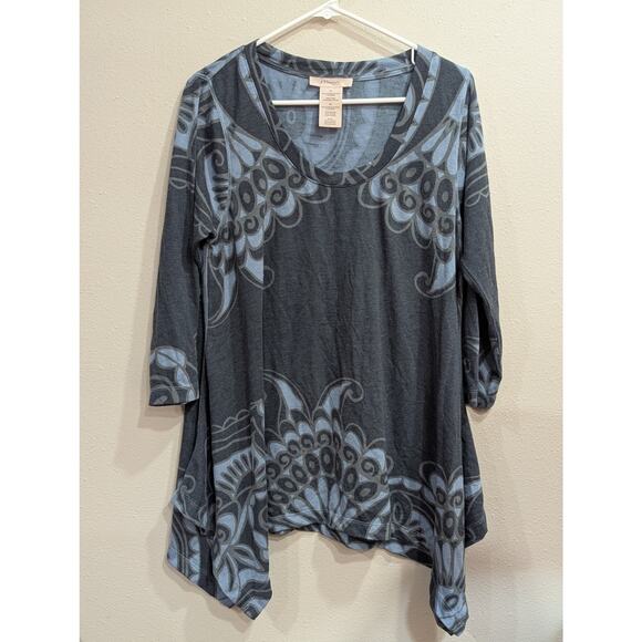 Grey long sleeve women's knit top w/Paisley print by Philosophy size XL - Picture 1 of 10